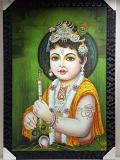 Beautiful Wooden Framed Canvas Print Picture of Bal Gopal # 2 - 23 x 33"